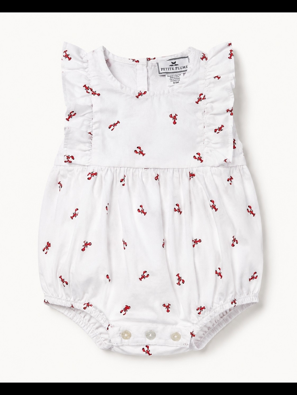 Petite Plume Lobster Print Ruffle Romper 0-3M